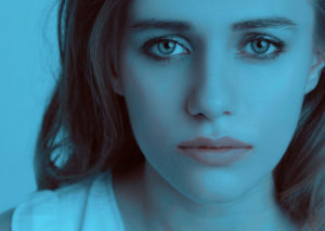 sad girl in blue light