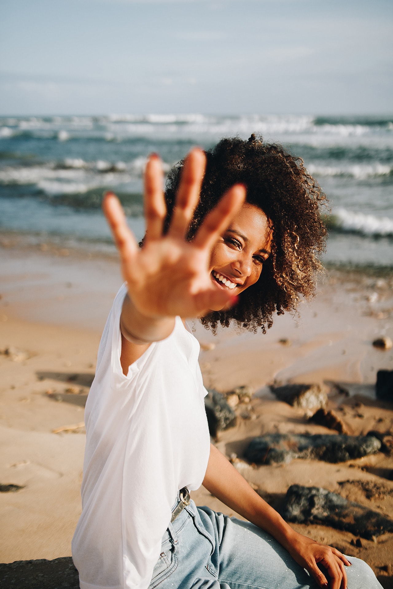 woman hand up stop