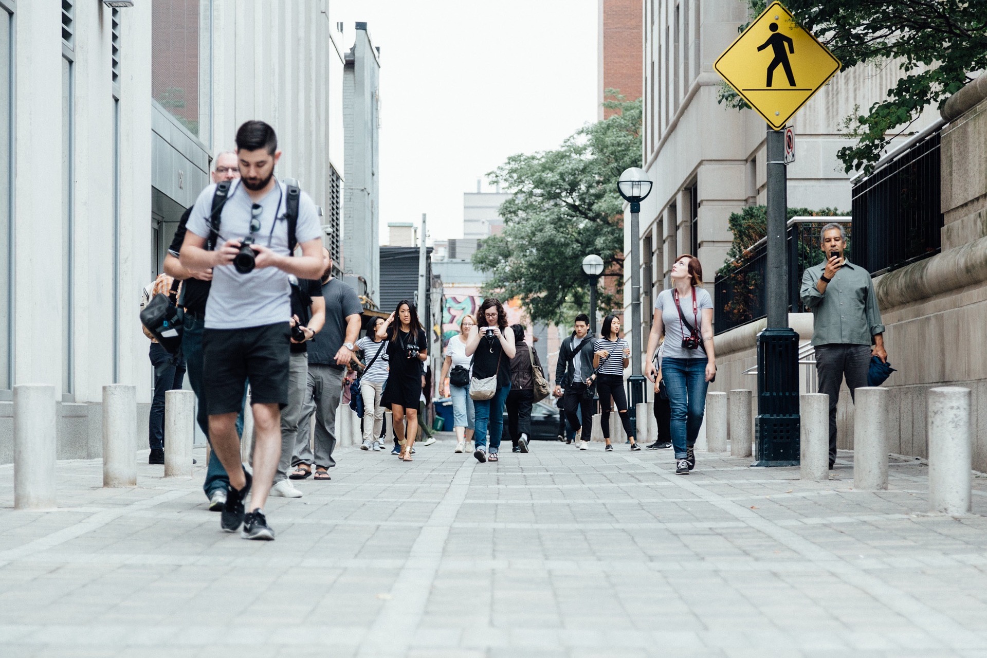 people on a busy street